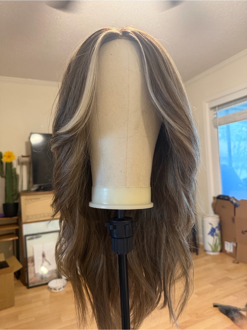 Long Layered Women's Wig in Light Brown w blonde  highlights #109